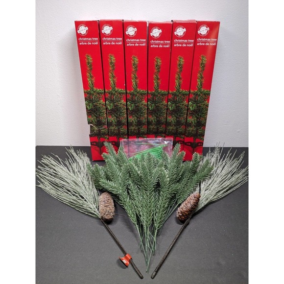 Faux Evergreen Christmas Winter Foliage Tabletop Christmas Tree's 27 Pine Picks - Picture 1 of 9